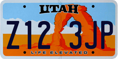UT license plate Z123JP