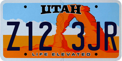 UT license plate Z123JR