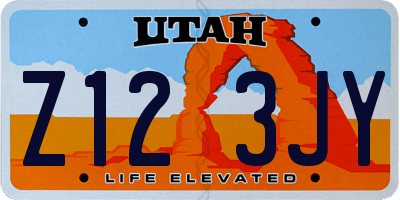 UT license plate Z123JY
