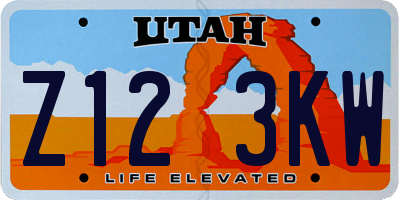 UT license plate Z123KW