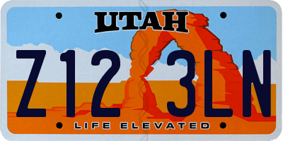 UT license plate Z123LN