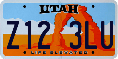 UT license plate Z123LU