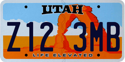 UT license plate Z123MB