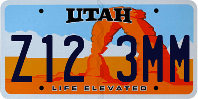 UT license plate Z123MM