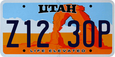 UT license plate Z123OP