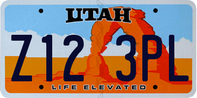 UT license plate Z123PL