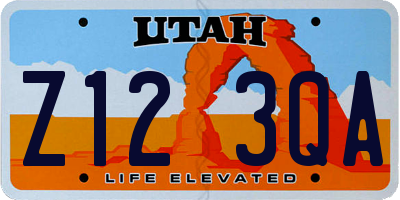UT license plate Z123QA