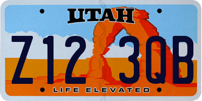 UT license plate Z123QB