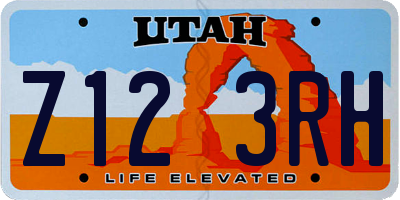UT license plate Z123RH