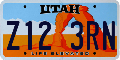 UT license plate Z123RN