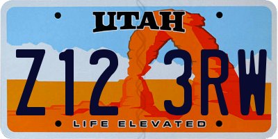 UT license plate Z123RW
