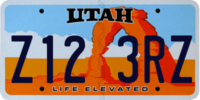 UT license plate Z123RZ
