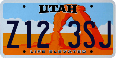UT license plate Z123SJ