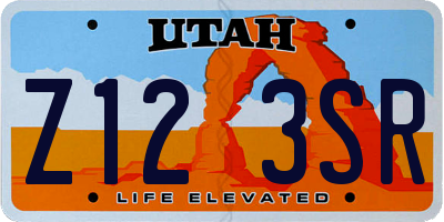 UT license plate Z123SR