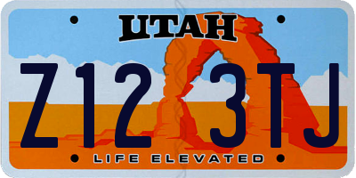 UT license plate Z123TJ