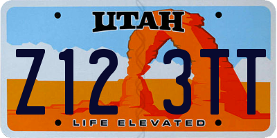 UT license plate Z123TT