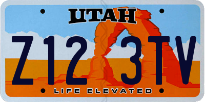 UT license plate Z123TV