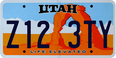 UT license plate Z123TY