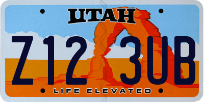 UT license plate Z123UB