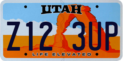 UT license plate Z123UP