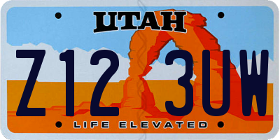 UT license plate Z123UW