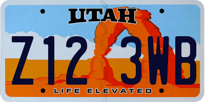 UT license plate Z123WB