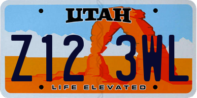 UT license plate Z123WL