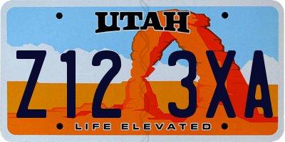 UT license plate Z123XA