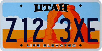 UT license plate Z123XE
