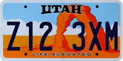 UT license plate Z123XM