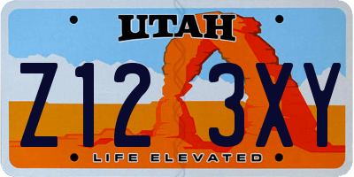 UT license plate Z123XY