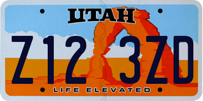 UT license plate Z123ZD