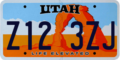 UT license plate Z123ZJ