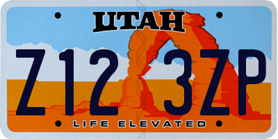 UT license plate Z123ZP