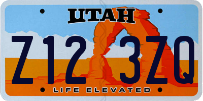 UT license plate Z123ZQ