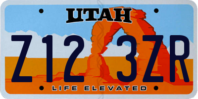 UT license plate Z123ZR