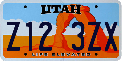 UT license plate Z123ZX