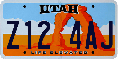 UT license plate Z124AJ