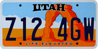 UT license plate Z124GW