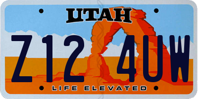 UT license plate Z124UW