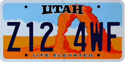 UT license plate Z124WF
