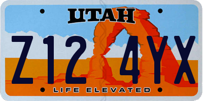 UT license plate Z124YX