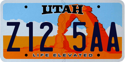 UT license plate Z125AA