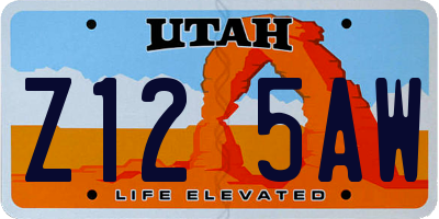 UT license plate Z125AW