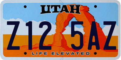 UT license plate Z125AZ