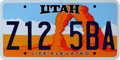 UT license plate Z125BA