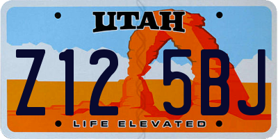 UT license plate Z125BJ