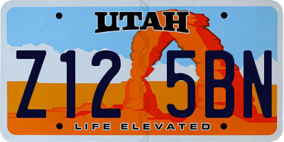 UT license plate Z125BN
