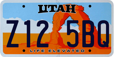 UT license plate Z125BQ