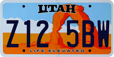UT license plate Z125BW